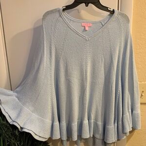Lilly Pulitzer Soft Blue Knit cape sweater S/M